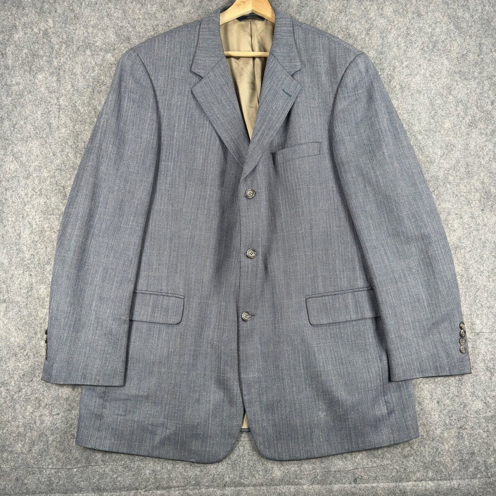 Brooks Brothers Sport Coat Mens Large 43L Gray Herringbone Silk Wool Tweed USA